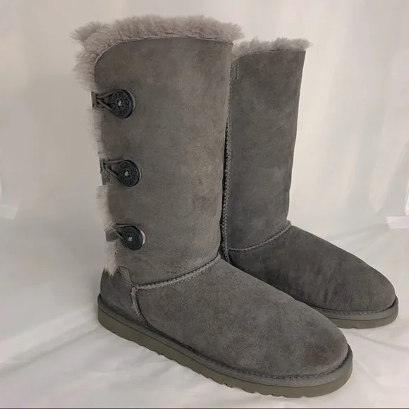 Ugg Bailey Button Gray Boots - Picture 5 of 6